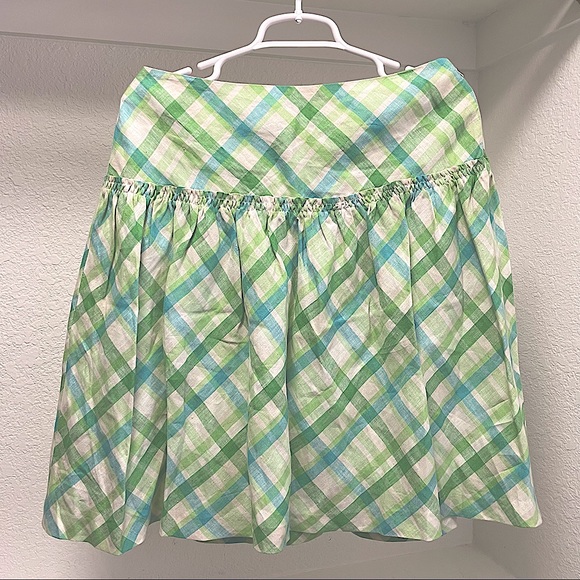 LOFT 🪴 Spring Plaid Linen Skirt Sz 6 - Picture 1 of 6